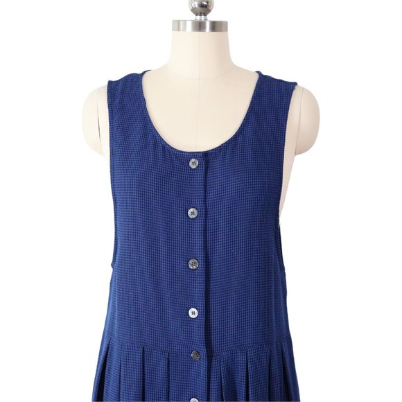 SOLD vintage 90s check plaid pinafore maxi dress M grunge cottagcore jumper - Picture 2 of 11